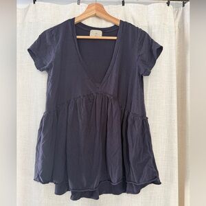T.La Women's navy V-Neck Peplum Top